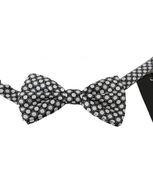 Dolce & Gabbana Black Circles Adjustable Neck Papillon Bow Tie for men