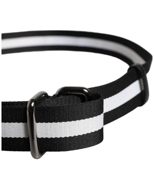 Dolce & Gabbana Black Logo Print Buckle Belt for men
