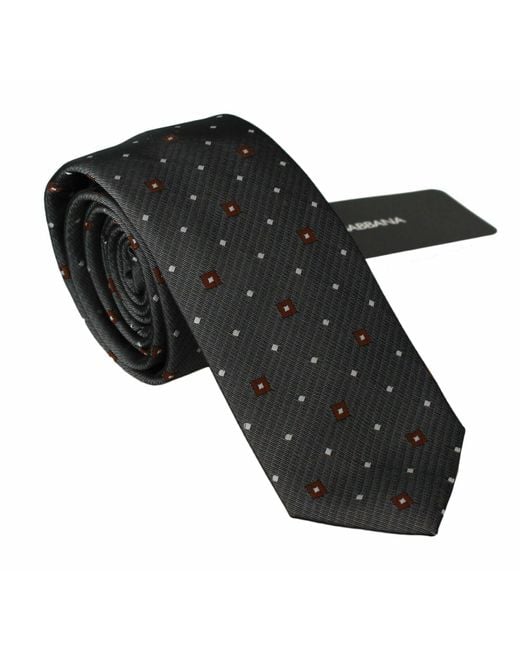 Dolce & Gabbana Black Elegant Patterned Silk Blend Neck Tie for men