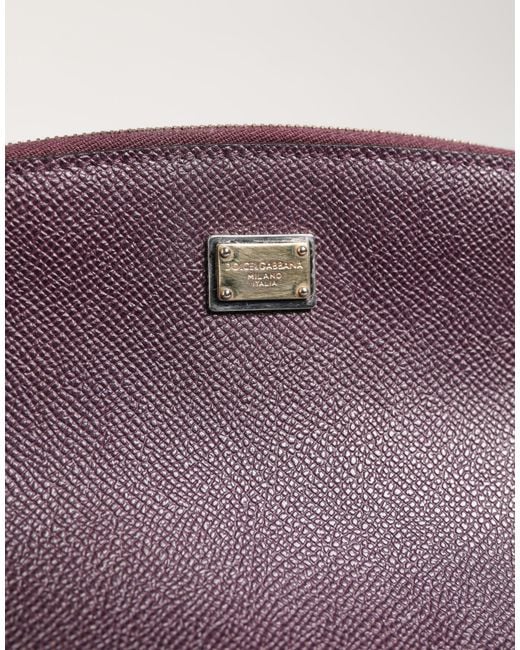 Dolce & Gabbana Purple Dark Leather Dg Logo Zip Around Hand Purse Wallet