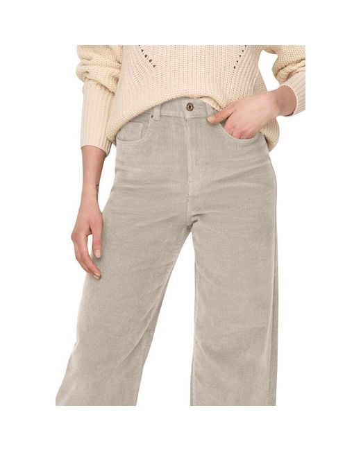 ONLY Natural Beige Cotton Cropped Pants