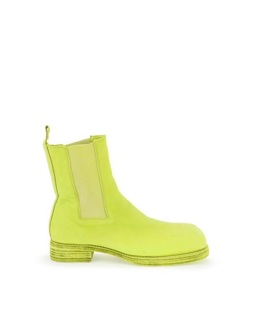 Guidi Yellow Leather Chelsea Ankle Boots for men