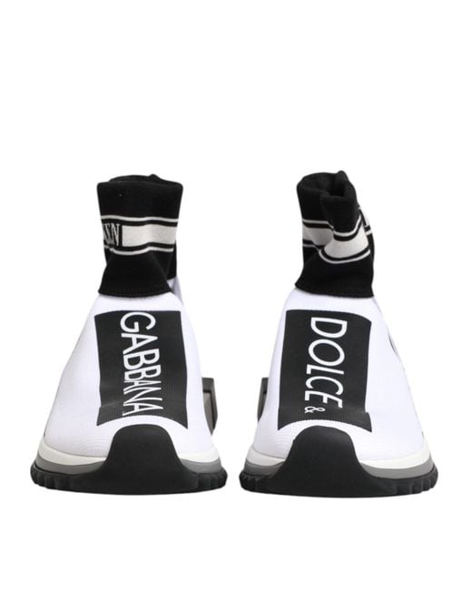 Dolce & Gabbana White Sock Sneaker Logo Detail