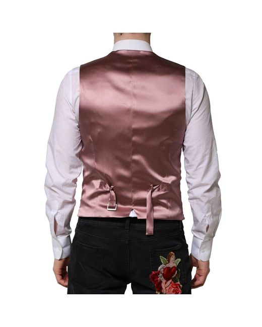 Dolce & Gabbana Pink Wool Dress Formal Men Waistcoat Vest for men