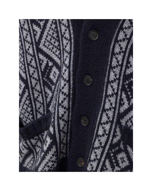 Cruciani Blue Bicolor Cashmere Cardigan for men