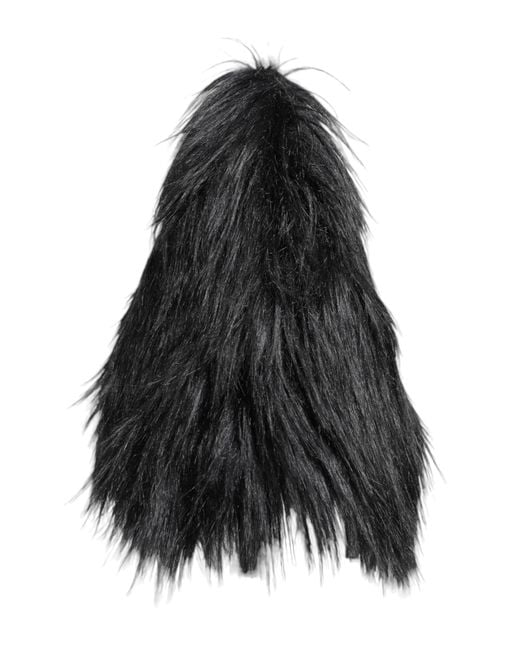 Dolce & Gabbana Black Acrylic Fur Bucket Hat