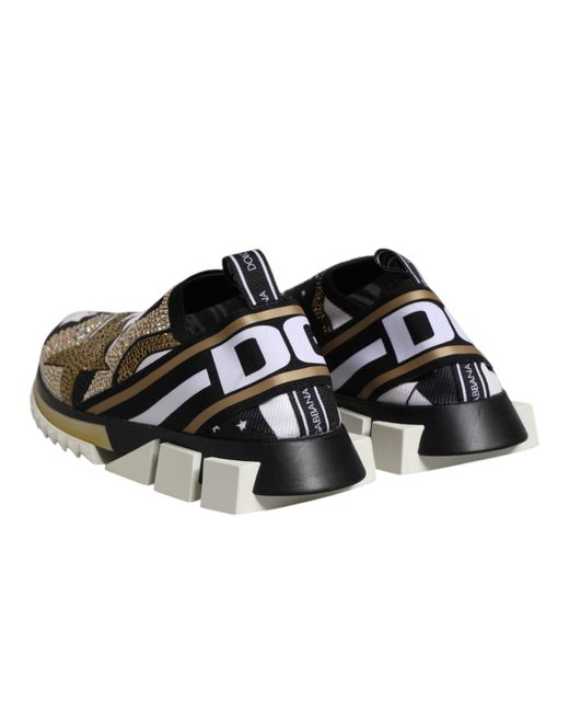 Dolce & Gabbana Black Multicolor Sorrento Low Top Sneakers Shoes for men