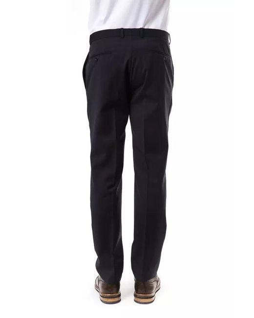 Uominitaliani Black Elegant Woolen Suit Pants For Gentlemen for men