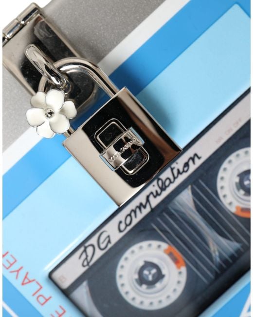 Dolce & Gabbana Blue Multicolor Cassette Player Box Dg Music Crossbody Shoulder Bag
