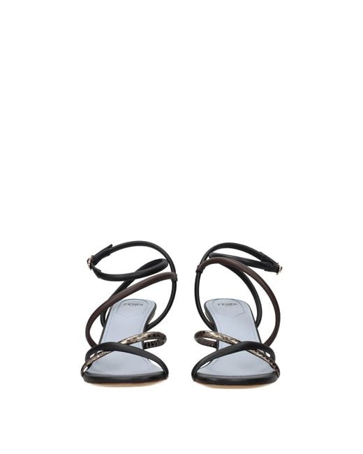 Fendi Black Multicolor Leather Flat Sandals for men