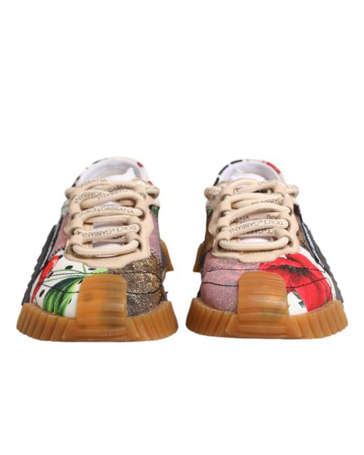 Dolce & Gabbana Brown Multicolor Logo Low Top Ns1 Sneakers Shoes