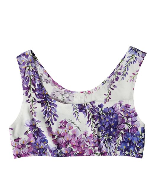 Dolce & Gabbana Purple Elegant Floral Cropped Top
