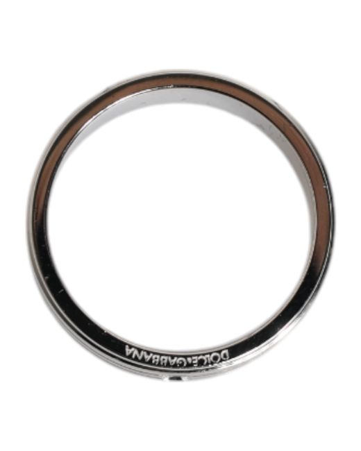 Dolce & Gabbana Gray Silver Tone Brass Clear Crystal Dg Logo Ring for men
