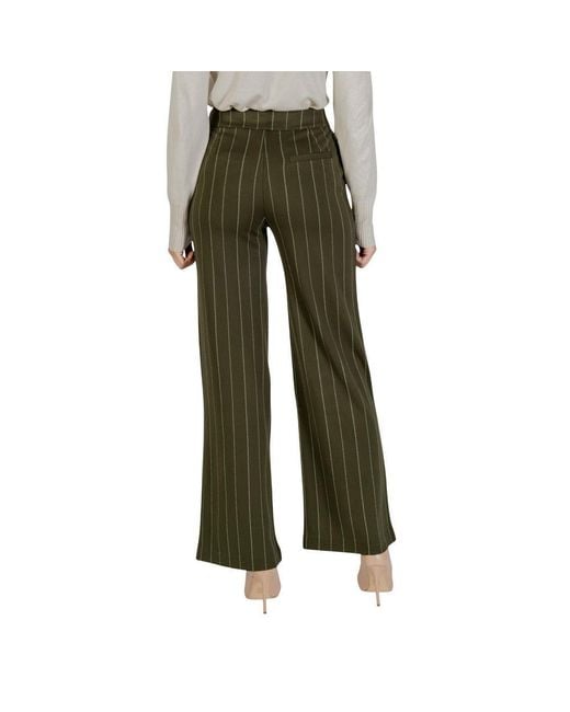 Ichi Green Bicolor Viscose Casual Pants