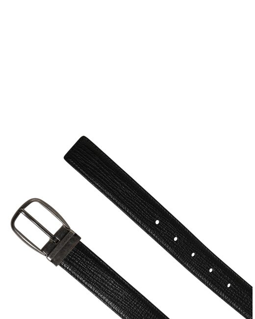 Dolce & Gabbana Black Classic Leather Metal Buckle Belt Calf for men