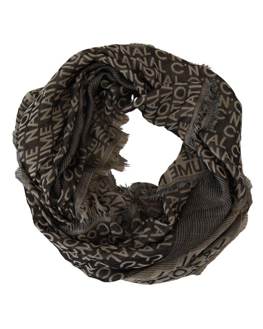 CoSTUME NATIONAL Black Gray Logo Knit Neck Wrap Shawl Scarf