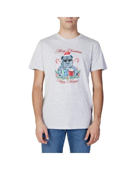 Jack & Jones White Gray Cotton T for men