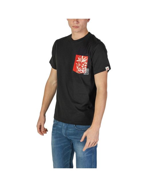 Replay Black Cotton T for men