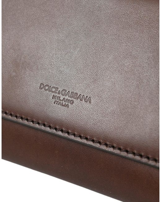 Dolce & Gabbana Brown Elegant Leather Shoulder Bag With Detailing