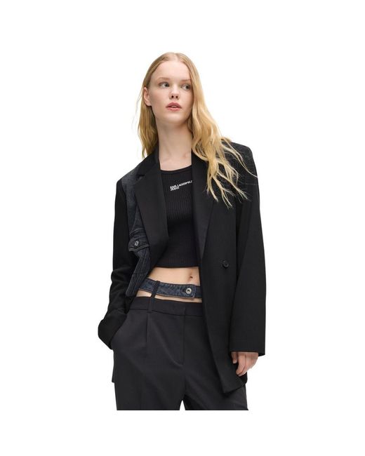 Karl Lagerfeld Black Polyester Blazer