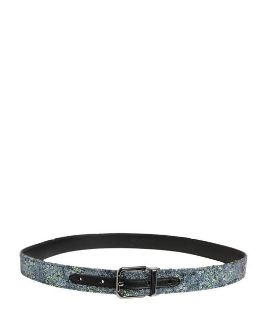 Dolce & Gabbana Multicolor Sequin Metal Buckle Belt Cotton Pe Polyester Calf for men