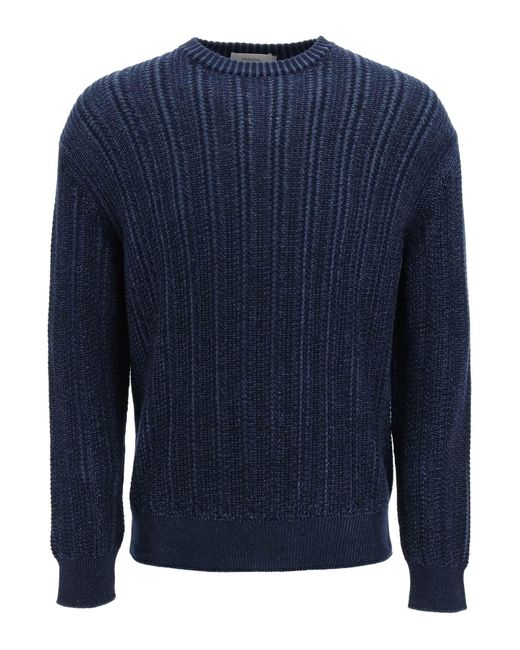 Agnona Blue Cashmere*** Silk And Cotton Sweater for men