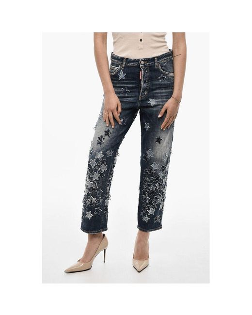 DSquared² Blue Patchwork Vintage Effect Jeans
