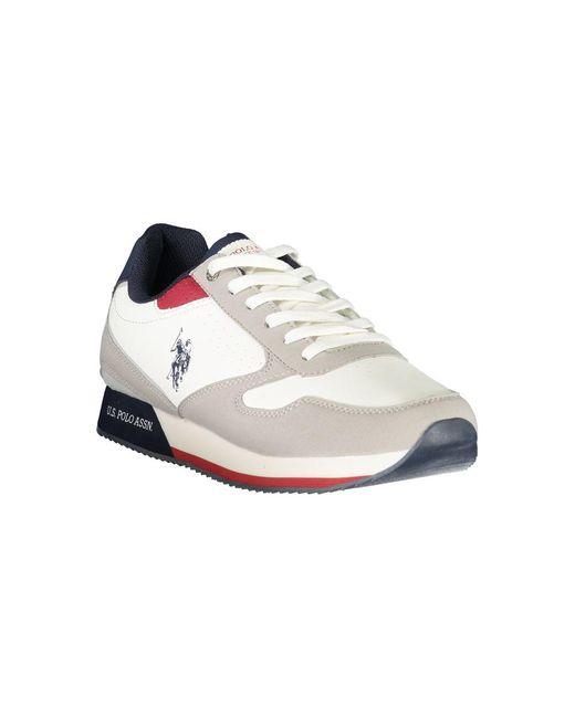 U.S. POLO ASSN. White Sleek Sneakers With Contrast Detailing for men