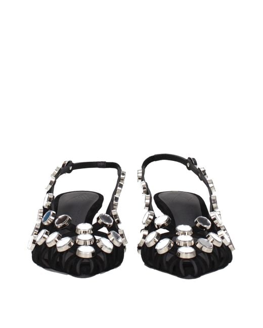 The Attico Black Leather Stiletto Heel Sandals