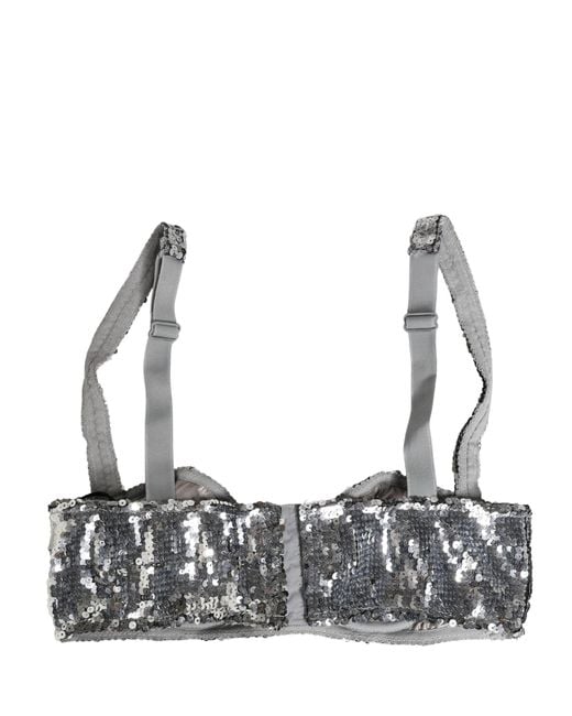 Dolce & Gabbana Gray Sequined Nyon Balconnet Bra Underwear Nylon Clothing