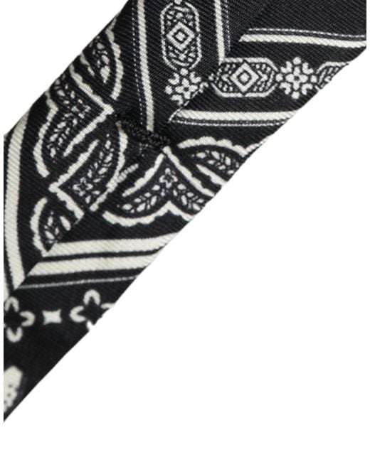 Dolce & Gabbana Black Patterned 100%Silk Adjustable Tie for men