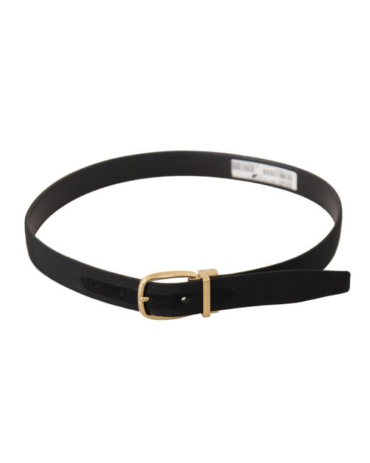 Dolce & Gabbana Black Canvas Leather Metal Buckle Belt for men