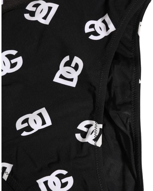 Dolce & Gabbana White Black Logo Waistband Midi Brief Underwear