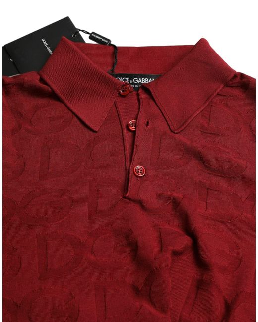 Dolce & Gabbana Red Elegant Silk Polo T-Shirt for men