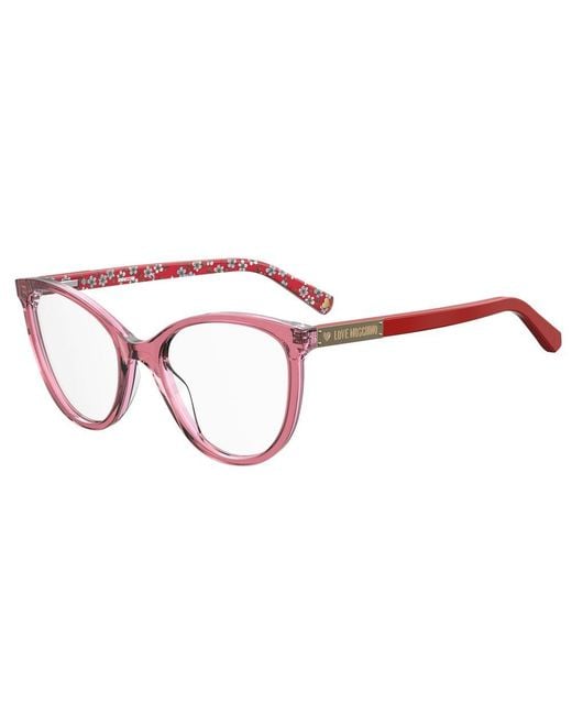 Love Moschino Red Acetate Frames With Grid Pattern