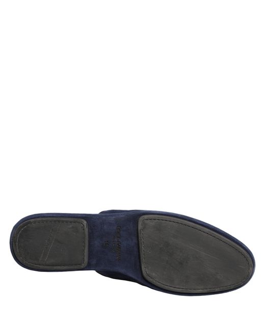 Dolce & Gabbana Blue Suede Slides Flat Slipper Men Shoes for men