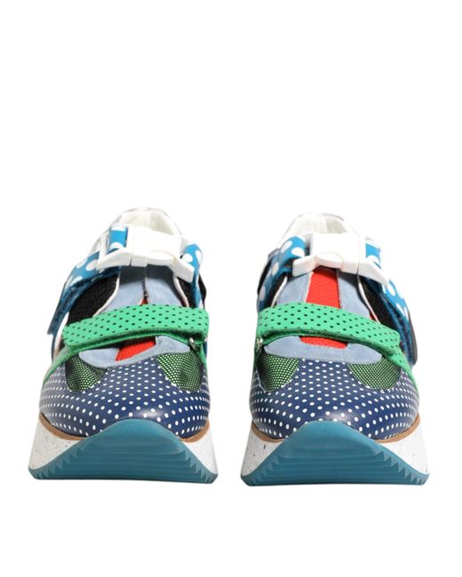 Dolce & Gabbana Blue Multicolor Leather Low Top Sneakers Shoes for men