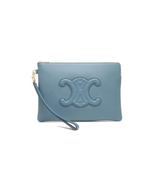 Céline Light Blue Leather Clutch Bag