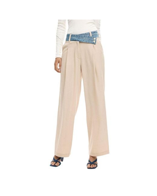 Desigual Natural Viscose Fla Pants
