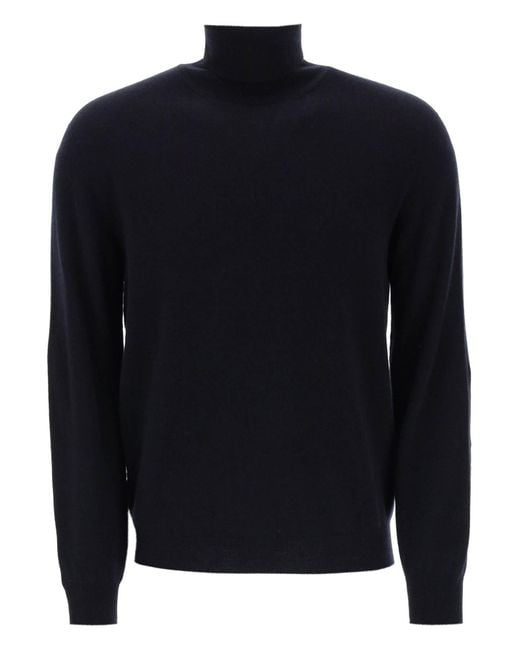 Agnona Blue Seamless Cashmere Turtleneck Sweater for men