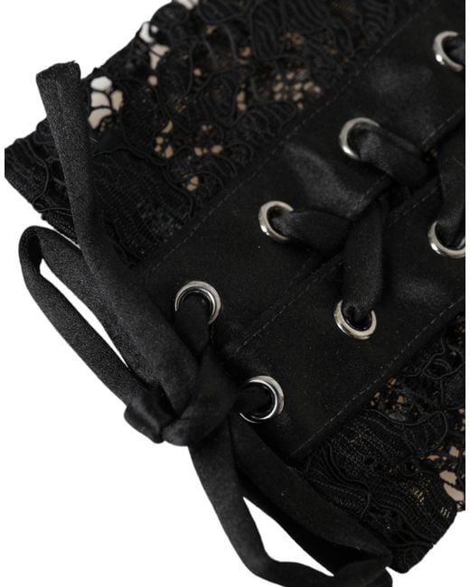 Dolce & Gabbana Black Taormina Lace Elbow Length Gloves