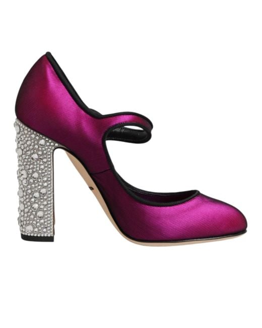 Dolce & Gabbana Purple Pink Strass Mary Janes Heels Pumps Shoes