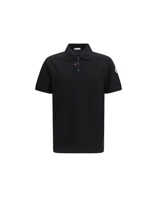 Moncler Black Cotton Polo Shirt for men