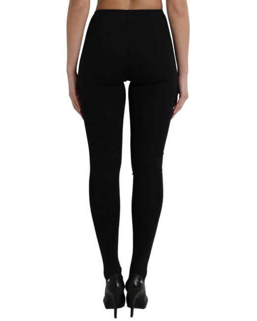 Dolce & Gabbana Black Nylon Stretch Slim Leggings Pants