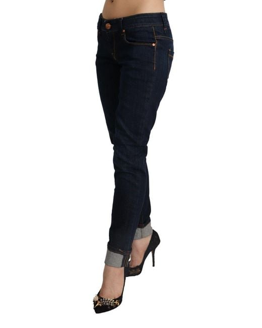 Acht Blue Cotton Low Waist Slim Fit Denim Trouser Jeans