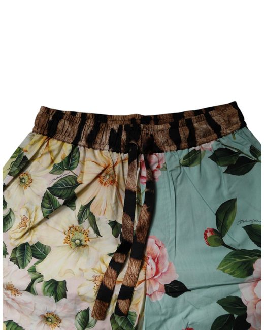 Dolce & Gabbana Green Floral Animal Print Shorts for men
