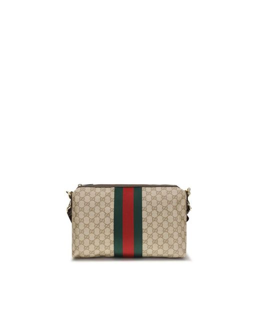 Gucci Gray Beige Cotton Shoulder Bag for men