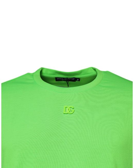 Dolce & Gabbana Green Dg Logo Tee Short Sleeve Crew Neck for men