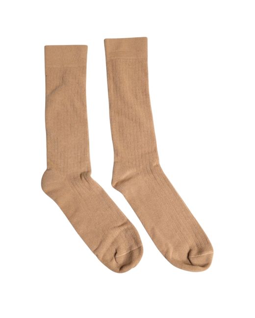 Dolce & Gabbana Natural Brown Solid Cotton Mid Calf Men Socks for men
