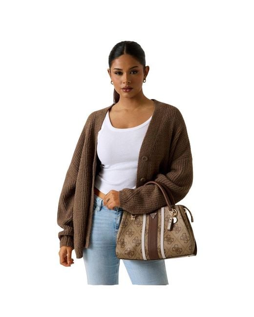 Guess Brown Bicolor Polyethylene Handbag